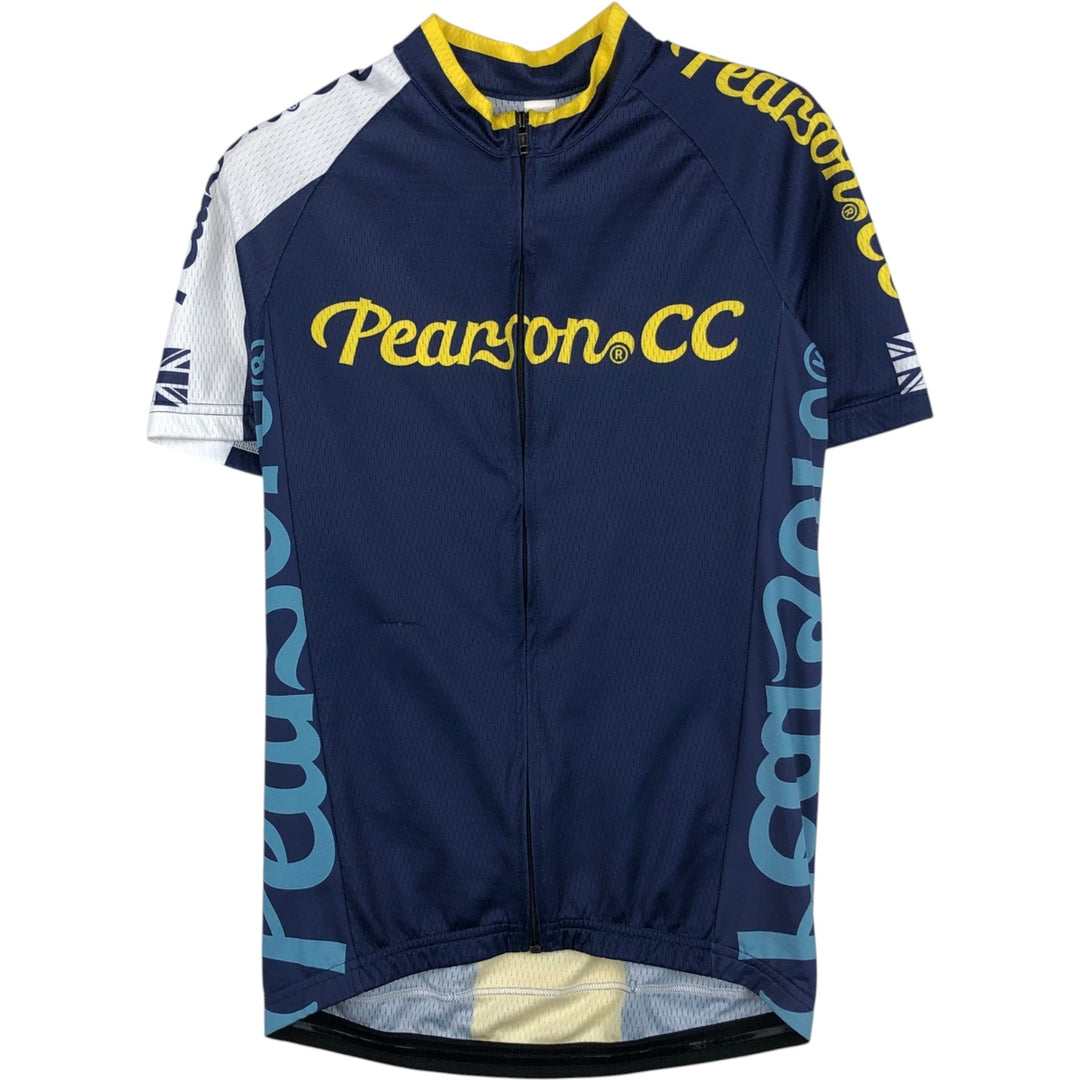 Pearson Union Jack Short-Sleeve Cycling Shirt, Women's Size M (Equivalent), Vintage polyester navy blue type Vintage Second Hand