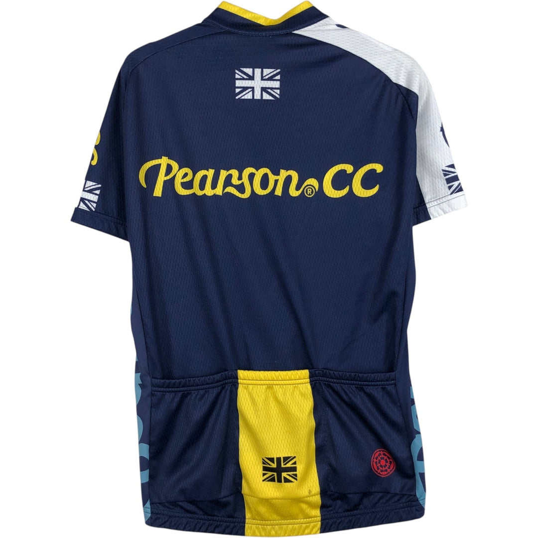 Pearson Union Jack Short-Sleeve Cycling Shirt, Women's Size M (Equivalent), Vintage polyester navy blue type Vintage Second Hand