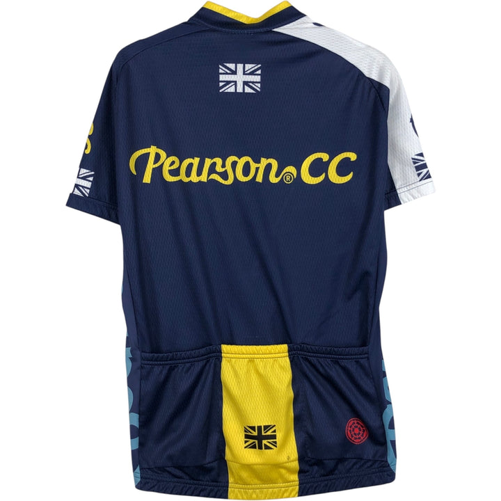 Pearson Union Jack Short-Sleeve Cycling Shirt, Women's Size M (Equivalent), Vintage polyester navy blue type Vintage Second Hand