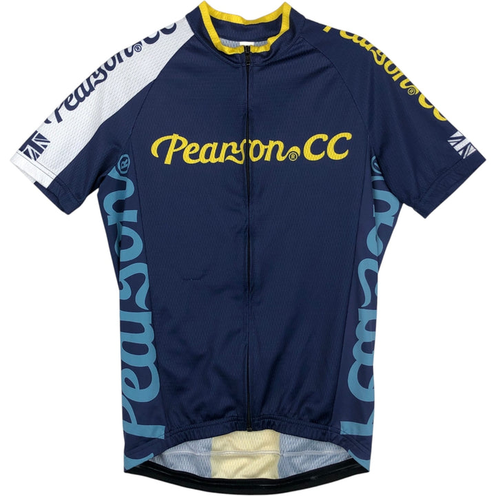 Pearson Union Jack Short-Sleeve Cycling Shirt, Women's Size M (Equivalent), Vintage polyester navy blue type Vintage Second Hand
