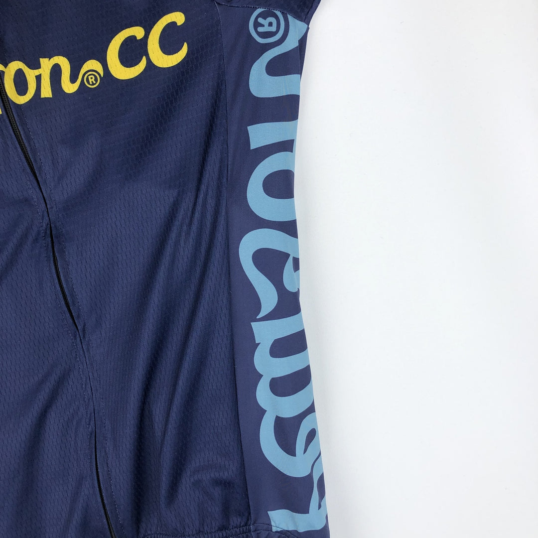 Pearson Union Jack Short-Sleeve Cycling Shirt, Women's Size M (Equivalent), Vintage polyester navy blue type Vintage Second Hand