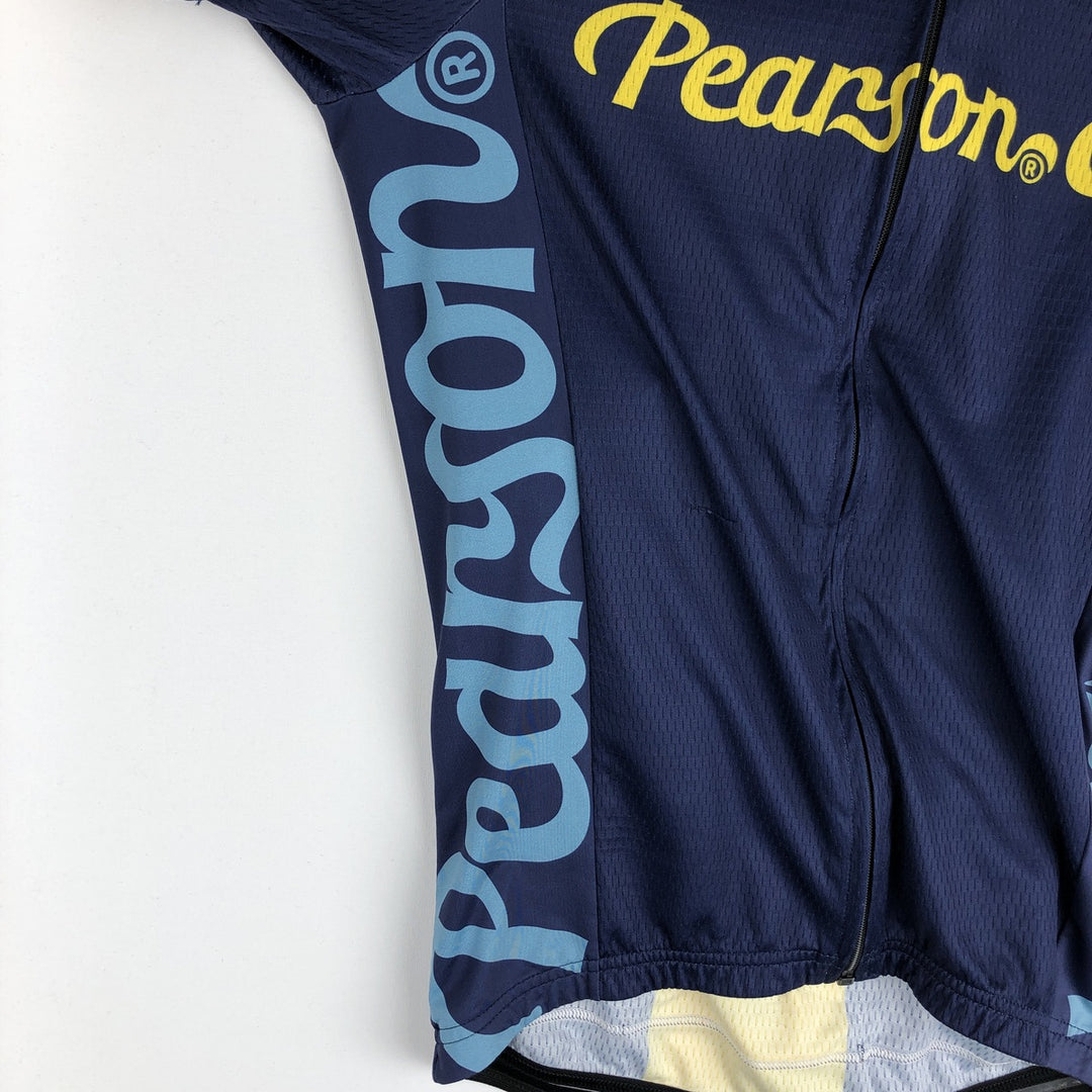 Pearson Union Jack Short-Sleeve Cycling Shirt, Women's Size M (Equivalent), Vintage polyester navy blue type Vintage Second Hand
