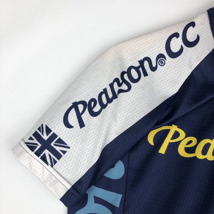 Pearson Union Jack Short-Sleeve Cycling Shirt, Women's Size M (Equivalent), Vintage polyester navy blue type Vintage Second Hand