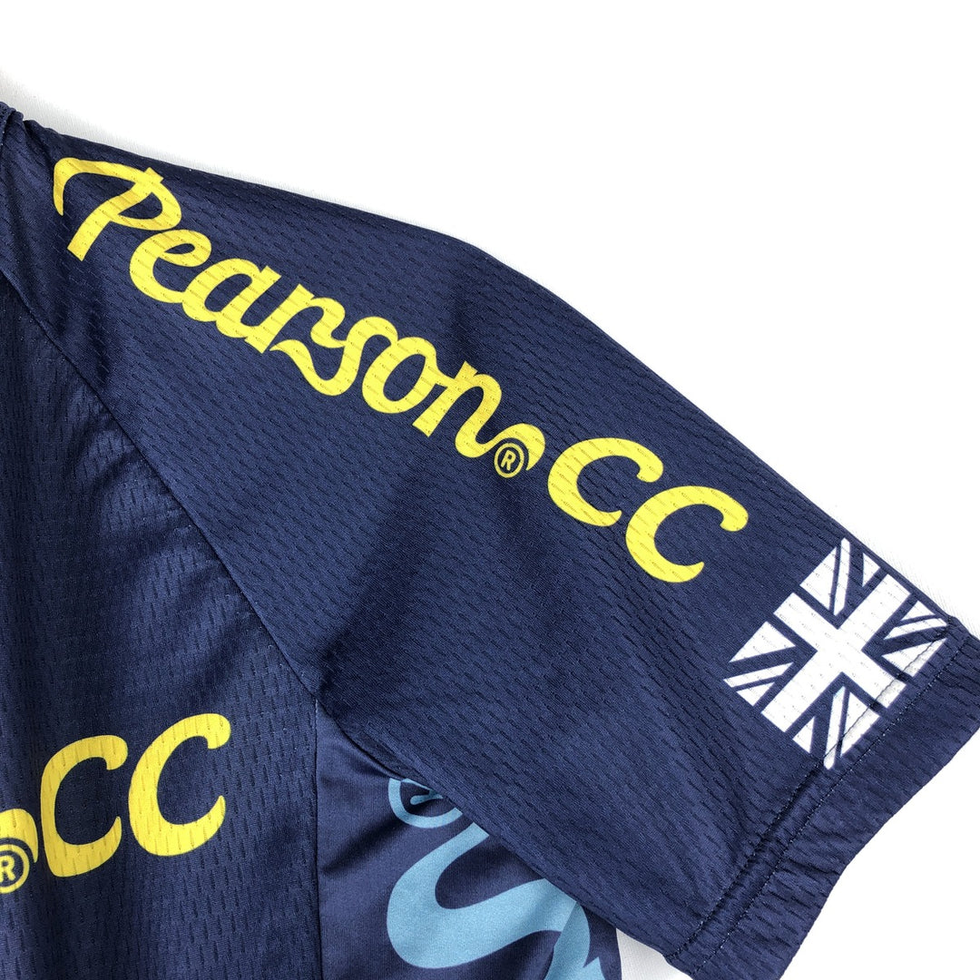Pearson Union Jack Short-Sleeve Cycling Shirt, Women's Size M (Equivalent), Vintage polyester navy blue type Vintage Second Hand