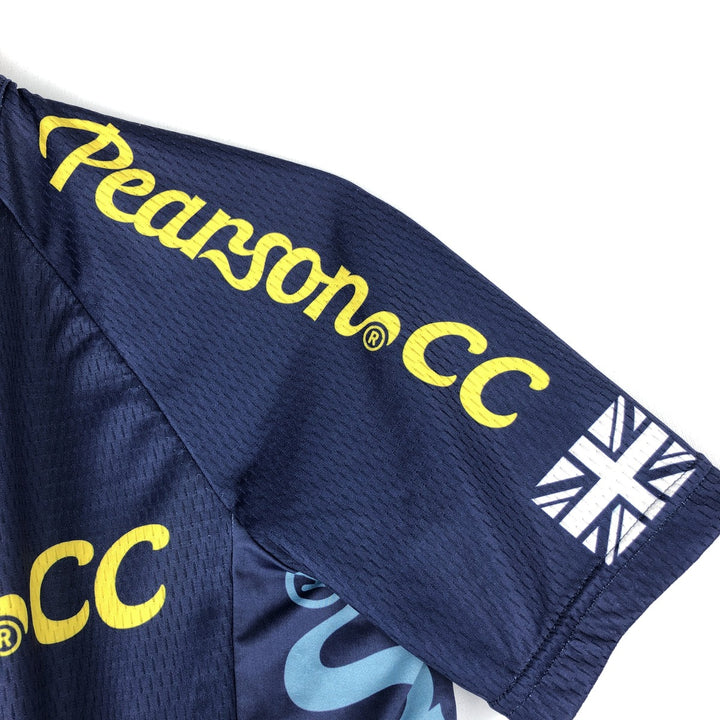 Pearson Union Jack Short-Sleeve Cycling Shirt, Women's Size M (Equivalent), Vintage polyester navy blue type Vintage Second Hand