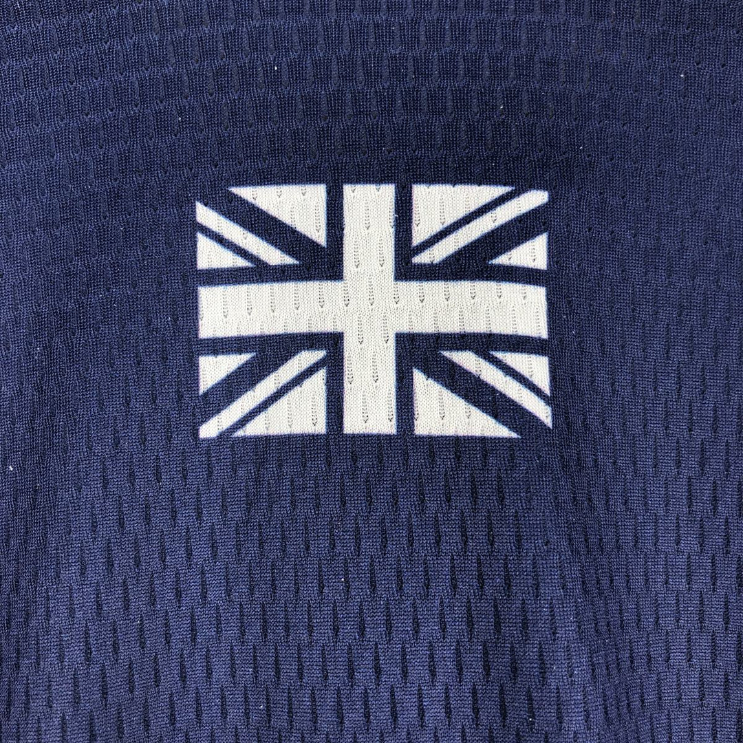 Pearson Union Jack Short-Sleeve Cycling Shirt, Women's Size M (Equivalent), Vintage polyester navy blue type Vintage Second Hand