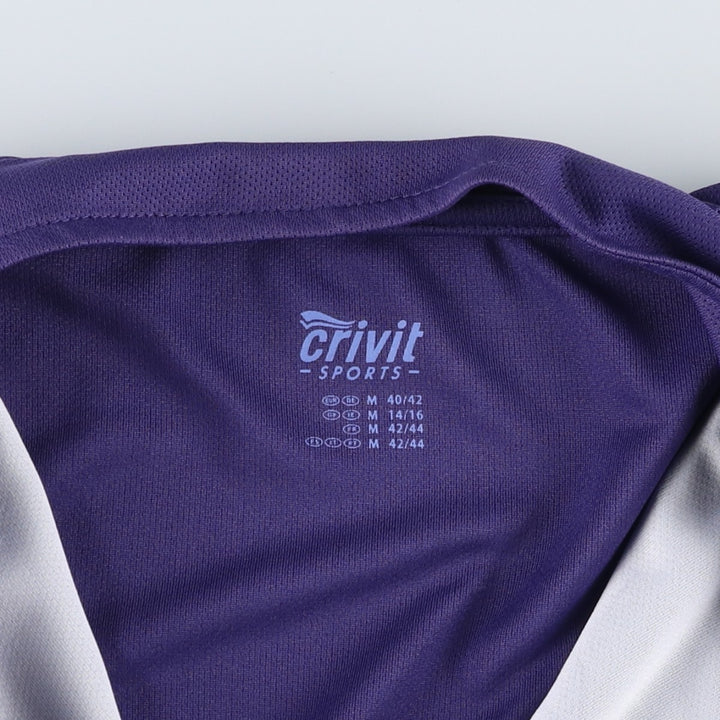 Crivit Floral Print Half-Zip Short-Sleeve Cycling Shirt, Women's Size M (approx.) polyester blue type Vintage Second Hand