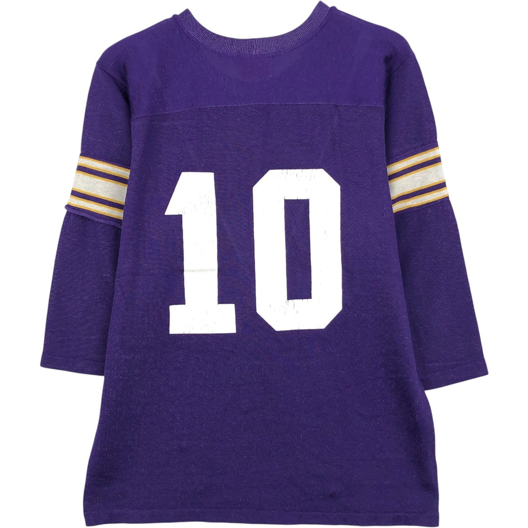 90'S Rawlings NFL Minnesota Vikings 3/4 Sleeve Sports Print T-Shirt, Women's Size S (Equivalent), Vintage unclear purple type Vintage Second Hand