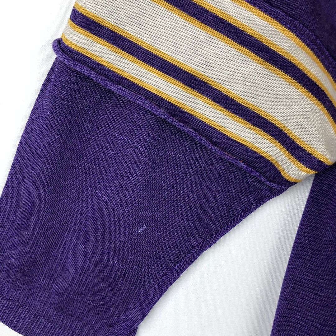 90'S Rawlings NFL Minnesota Vikings 3/4 Sleeve Sports Print T-Shirt, Women's Size S (Equivalent), Vintage unclear purple type Vintage Second Hand