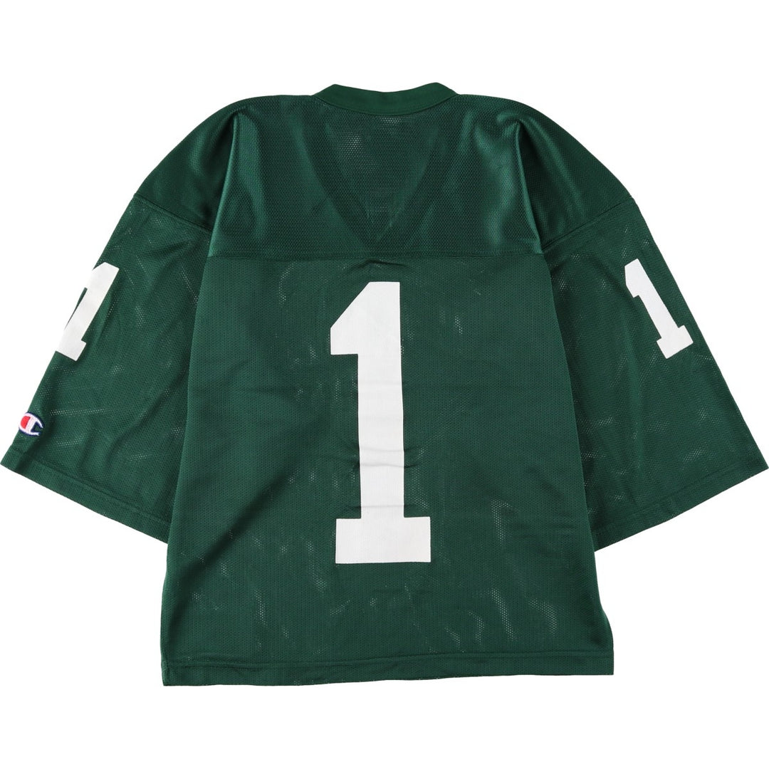 Champion MICHIGAN STATE College V-Neck 3/4 Sleeve Mesh Game Shirt, Made in USA, Women's Size M (approx.) Nylon green type Vintage Second Hand