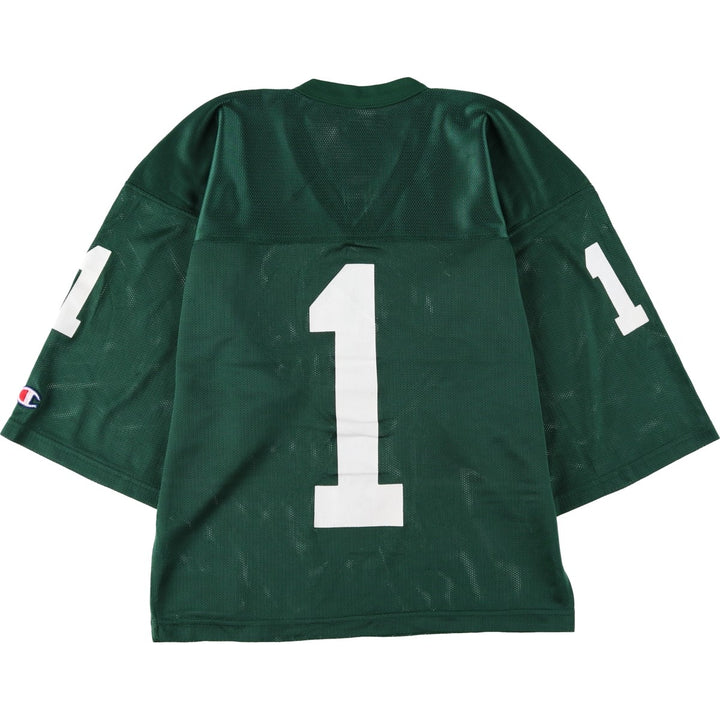 Champion MICHIGAN STATE College V-Neck 3/4 Sleeve Mesh Game Shirt, Made in USA, Women's Size M (approx.) Nylon green type Vintage Second Hand