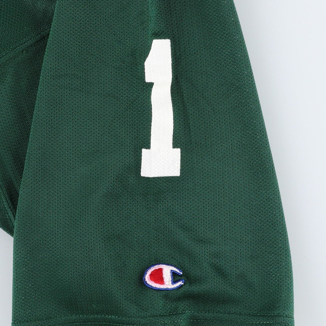 Champion MICHIGAN STATE College V-Neck 3/4 Sleeve Mesh Game Shirt, Made in USA, Women's Size M (approx.) Nylon green type Vintage Second Hand