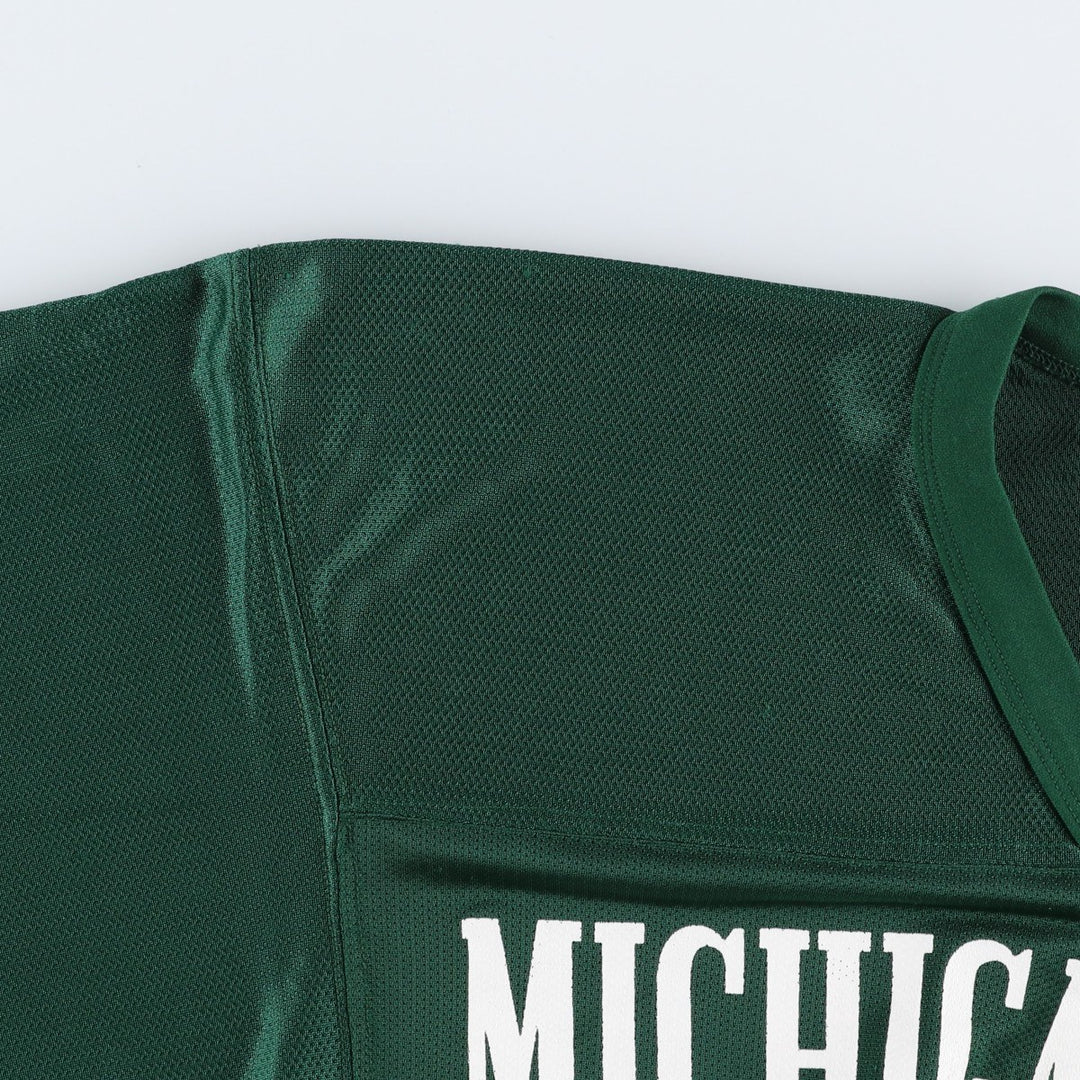 Champion MICHIGAN STATE College V-Neck 3/4 Sleeve Mesh Game Shirt, Made in USA, Women's Size M (approx.) Nylon green type Vintage Second Hand