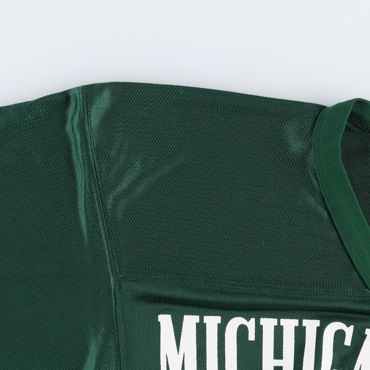 Champion MICHIGAN STATE College V-Neck 3/4 Sleeve Mesh Game Shirt, Made in USA, Women's Size M (approx.) Nylon green type Vintage Second Hand