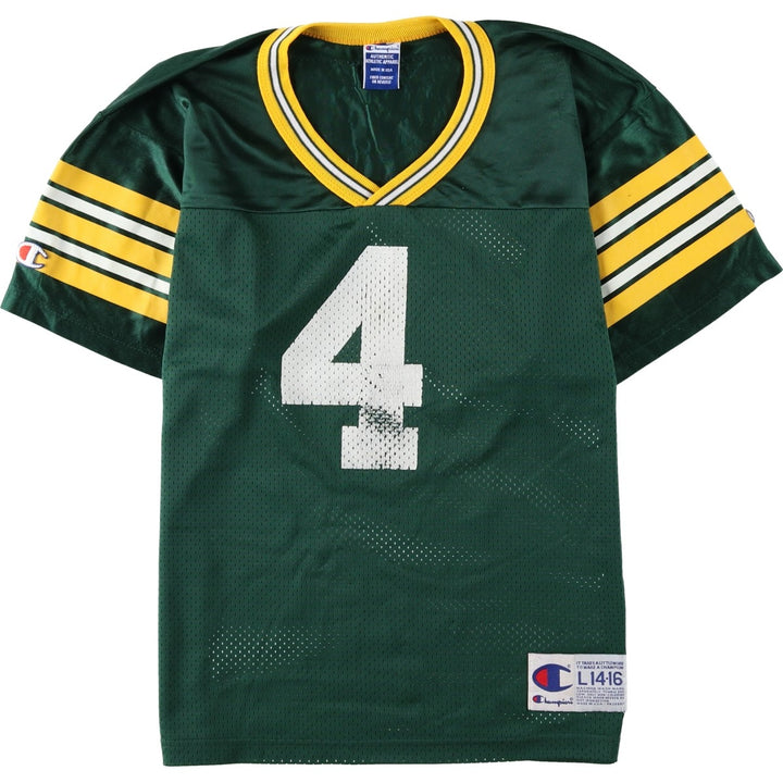 90'S Champion Authentic Athletic Apparel NFL Green Bay Packers V-neck Game Shirt, Women's Size L (approx.) Nylon green type Vintage Second Hand