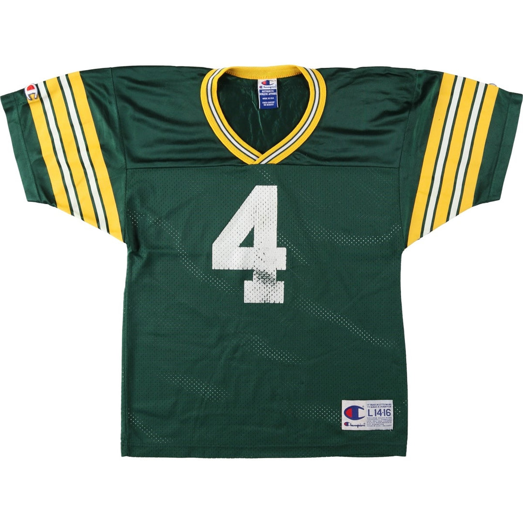 90'S Champion Authentic Athletic Apparel NFL Green Bay Packers V-neck Game Shirt, Women's Size L (approx.) Nylon green type Vintage Second Hand