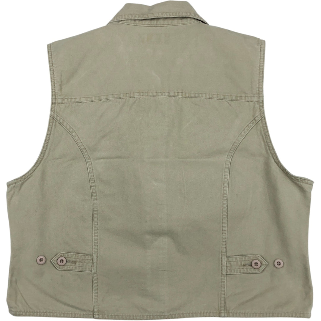 90s-00'S St. John's Bay cotton vest, women's size L (approx.), vintage. cotton Khaki type beige Vintage Second Hand