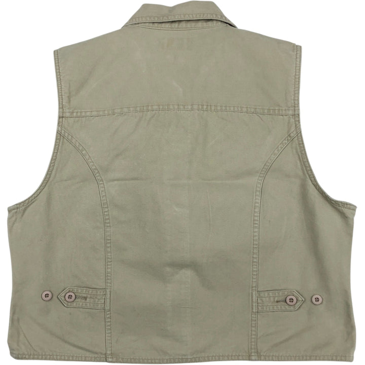90s-00'S St. John's Bay cotton vest, women's size L (approx.), vintage. cotton Khaki type beige Vintage Second Hand