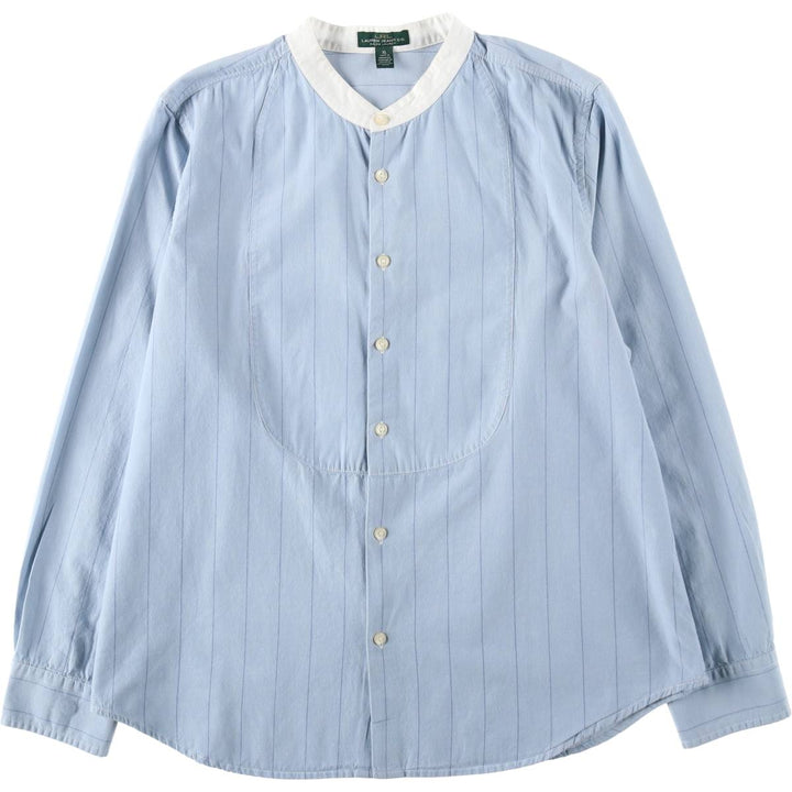 Ralph Lauren LRL LAUREN JEANS COMPANY Stand Collar Long Sleeve Cotton Stripe Shirt, Women's Size XL (approx.) cotton Blue type light blue Vintage Second Hand