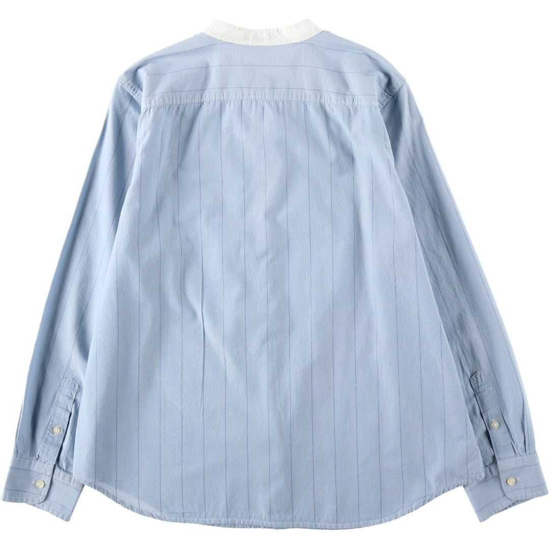 Ralph Lauren LRL LAUREN JEANS COMPANY Stand Collar Long Sleeve Cotton Stripe Shirt, Women's Size XL (approx.) cotton Blue type light blue Vintage Second Hand