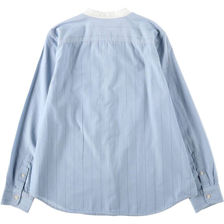 Ralph Lauren LRL LAUREN JEANS COMPANY Stand Collar Long Sleeve Cotton Stripe Shirt, Women's Size XL (approx.) cotton Blue type light blue Vintage Second Hand