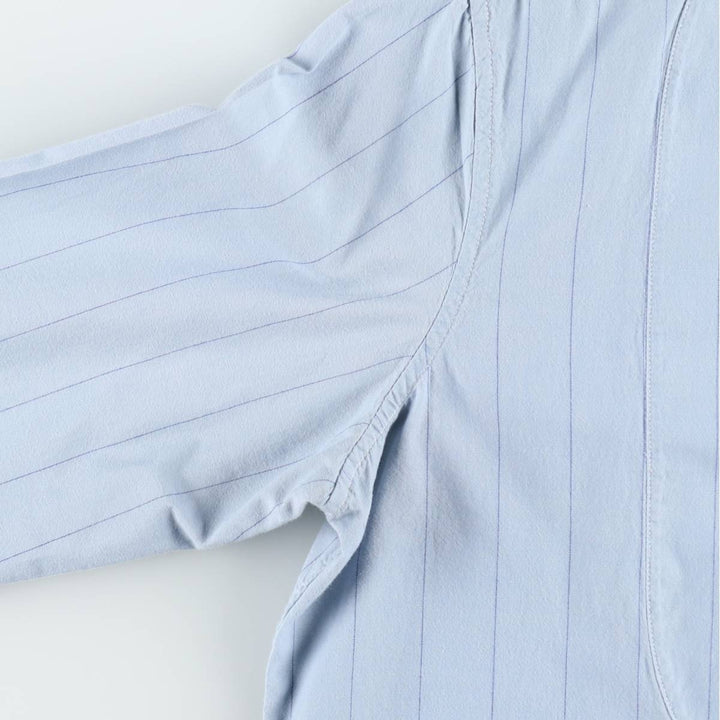 Ralph Lauren LRL LAUREN JEANS COMPANY Stand Collar Long Sleeve Cotton Stripe Shirt, Women's Size XL (approx.) cotton Blue type light blue Vintage Second Hand