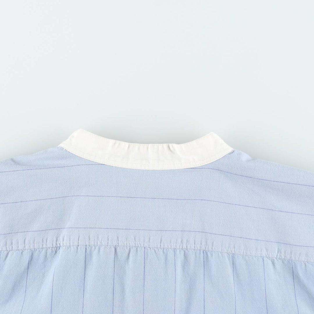 Ralph Lauren LRL LAUREN JEANS COMPANY Stand Collar Long Sleeve Cotton Stripe Shirt, Women's Size XL (approx.) cotton Blue type light blue Vintage Second Hand