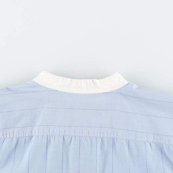 Ralph Lauren LRL LAUREN JEANS COMPANY Stand Collar Long Sleeve Cotton Stripe Shirt, Women's Size XL (approx.) cotton Blue type light blue Vintage Second Hand