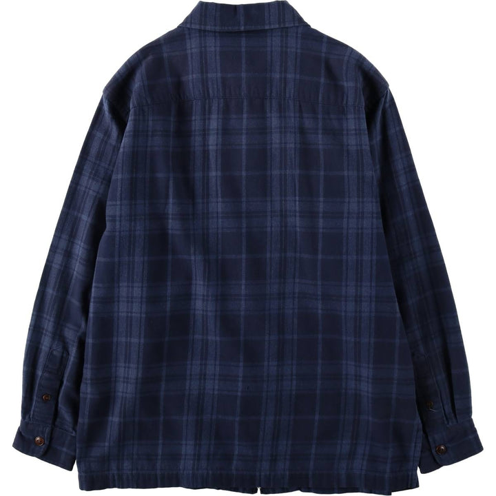 Ralph Lauren LAUREN Full-Zip Long-Sleeve Cotton Check Shirt, Women's Size M (approx.) cotton navy blue type Vintage Second Hand