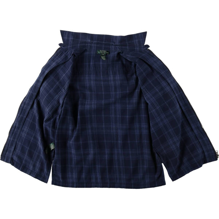 Ralph Lauren LAUREN Full-Zip Long-Sleeve Cotton Check Shirt, Women's Size M (approx.) cotton navy blue type Vintage Second Hand