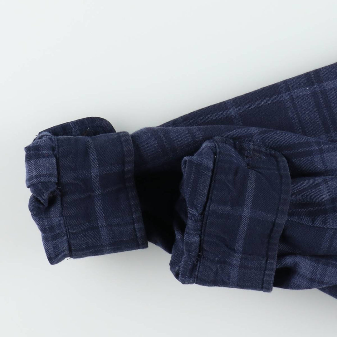 Ralph Lauren LAUREN Full-Zip Long-Sleeve Cotton Check Shirt, Women's Size M (approx.) cotton navy blue type Vintage Second Hand