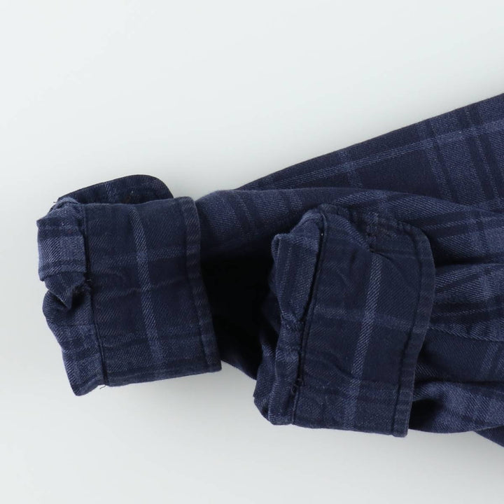 Ralph Lauren LAUREN Full-Zip Long-Sleeve Cotton Check Shirt, Women's Size M (approx.) cotton navy blue type Vintage Second Hand
