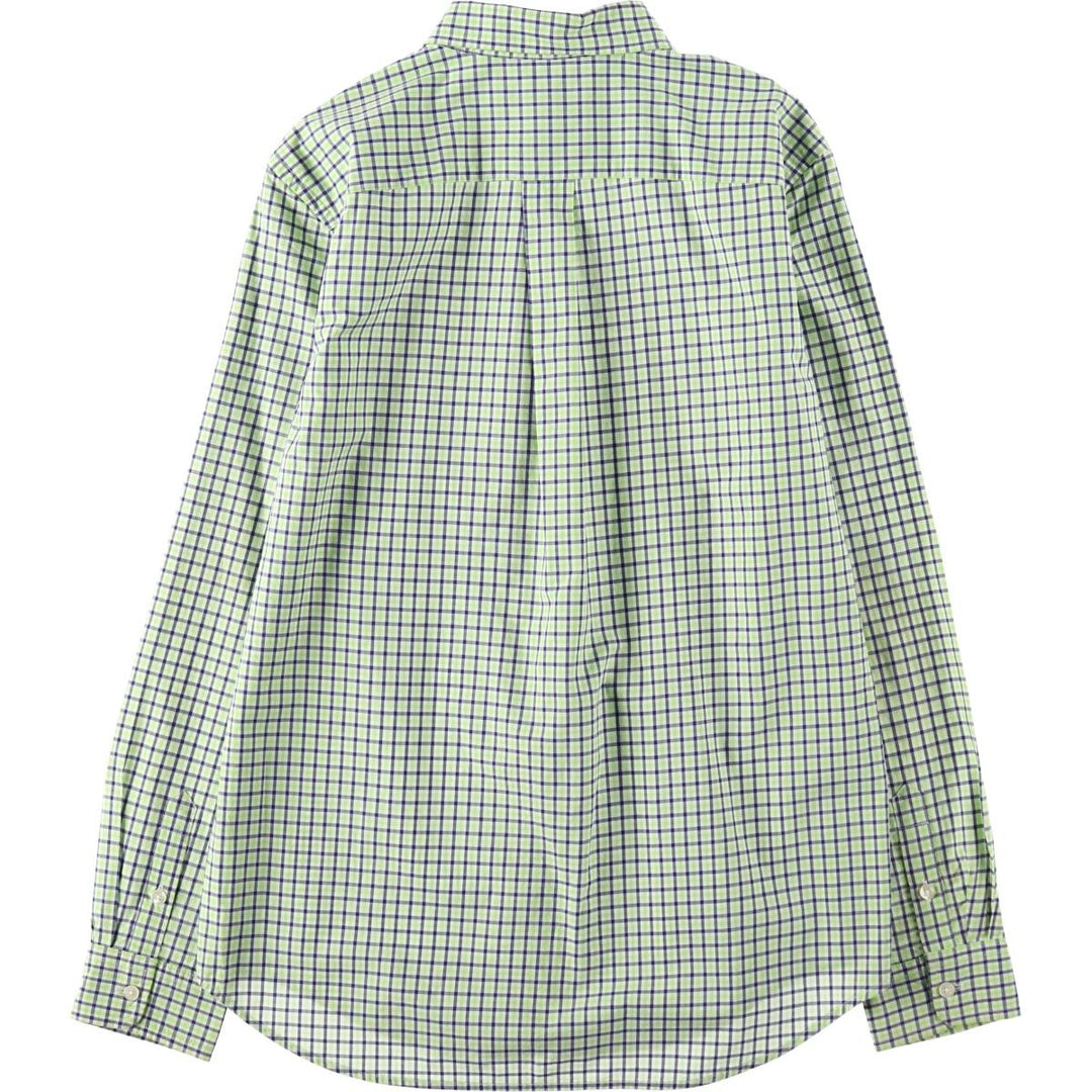Ralph Lauren long-sleeved button-down check shirt, women's size XL. cotton green type yellow green Vintage Second Hand
