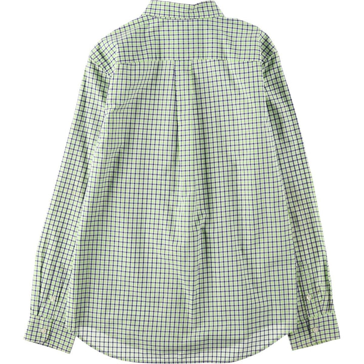 Ralph Lauren long-sleeved button-down check shirt, women's size XL. cotton green type yellow green Vintage Second Hand