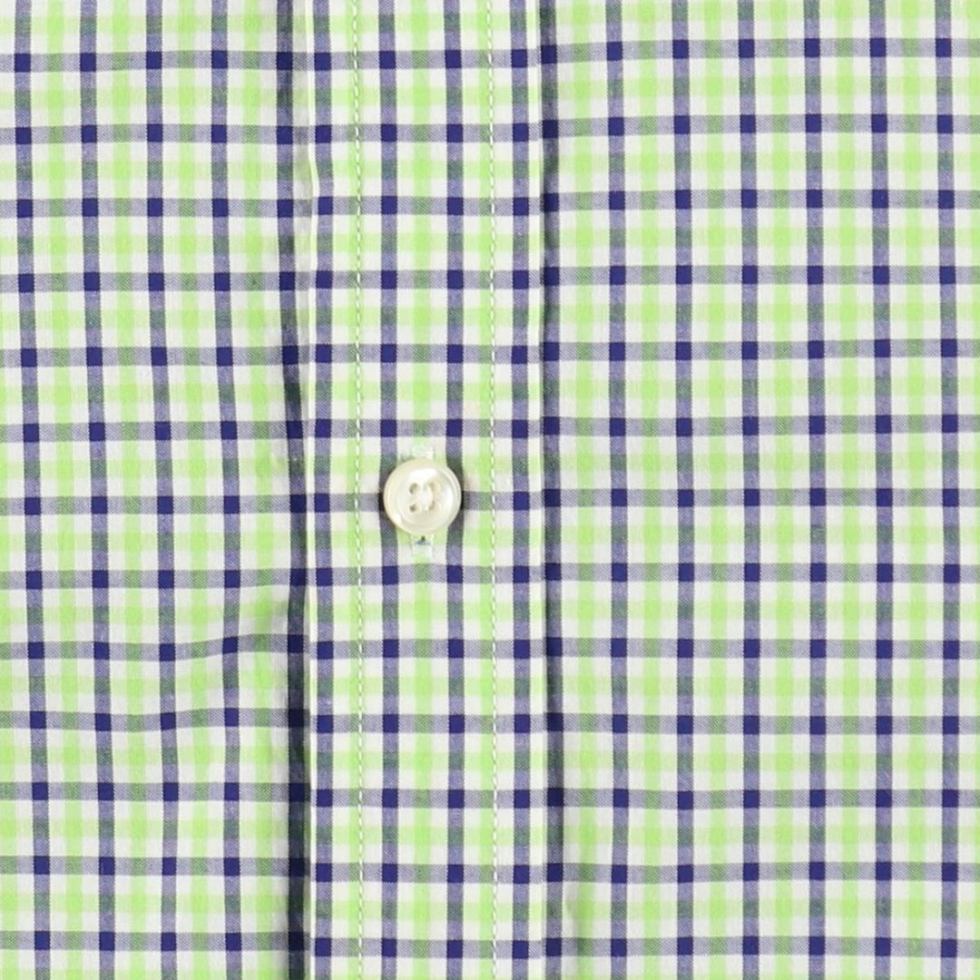 Ralph Lauren long-sleeved button-down check shirt, women's size XL. cotton green type yellow green Vintage Second Hand