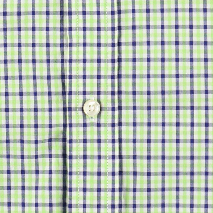 Ralph Lauren long-sleeved button-down check shirt, women's size XL. cotton green type yellow green Vintage Second Hand