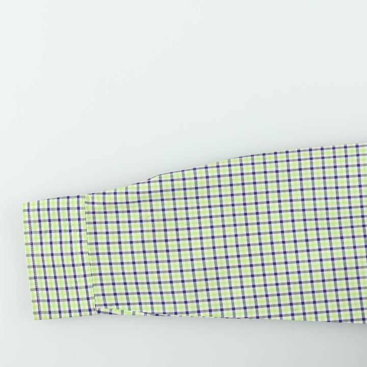 Ralph Lauren long-sleeved button-down check shirt, women's size XL. cotton green type yellow green Vintage Second Hand