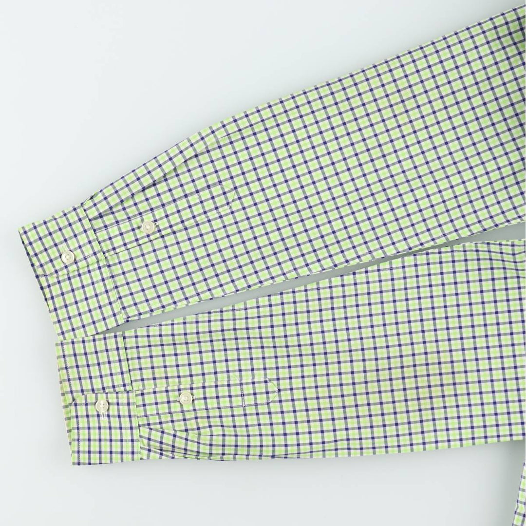 Ralph Lauren long-sleeved button-down check shirt, women's size XL. cotton green type yellow green Vintage Second Hand