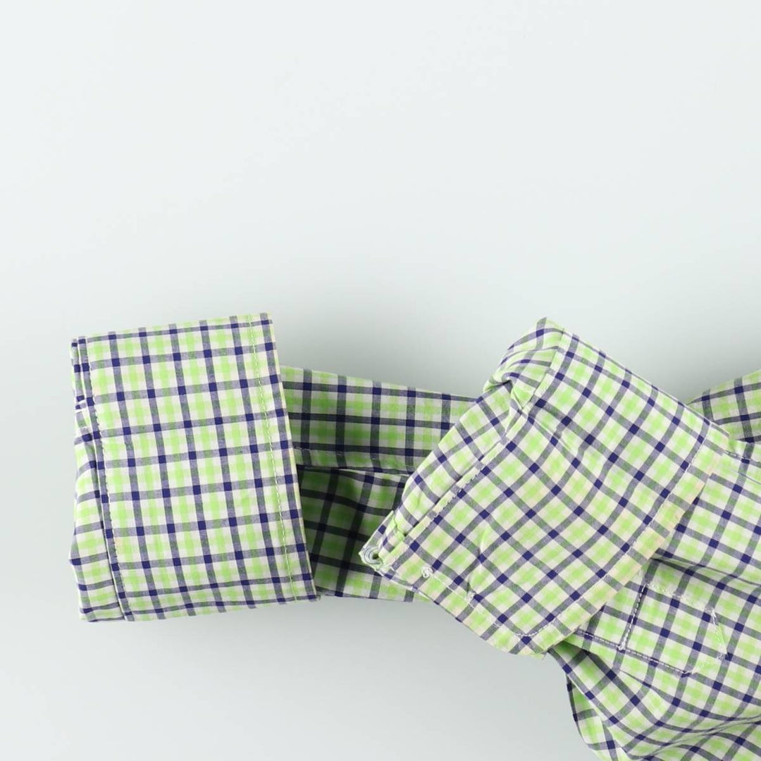 Ralph Lauren long-sleeved button-down check shirt, women's size XL. cotton green type yellow green Vintage Second Hand
