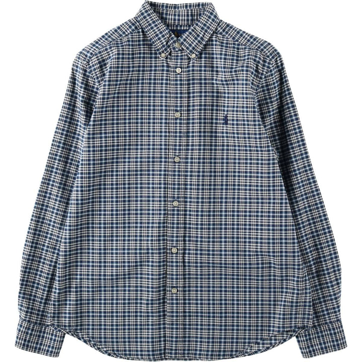 Ralph Lauren long-sleeved button-down check shirt, women's size XL. cotton navy blue type Vintage Second Hand