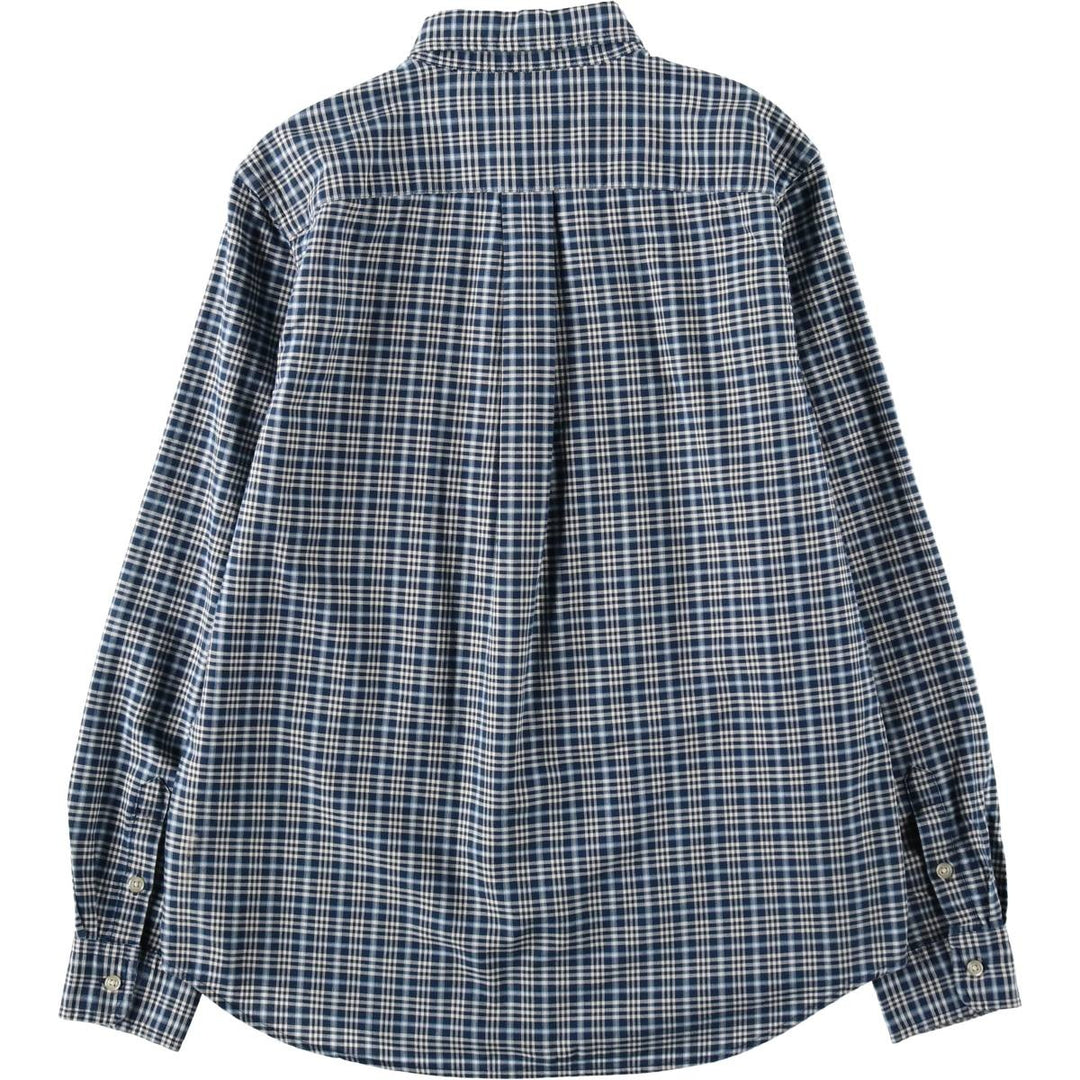 Ralph Lauren long-sleeved button-down check shirt, women's size XL. cotton navy blue type Vintage Second Hand