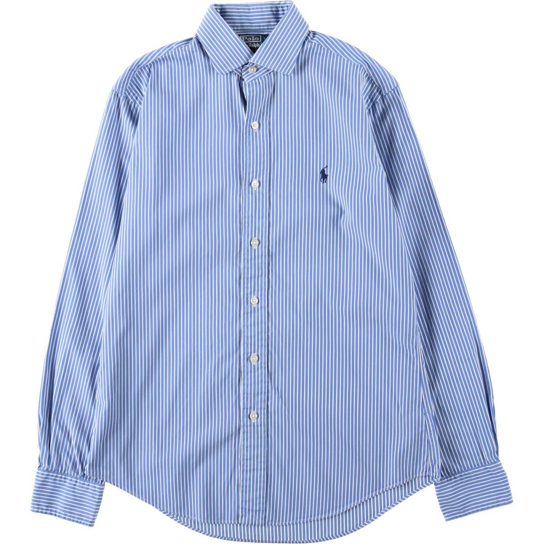 Ralph Lauren POLO by Ralph Lauren CUSTOM FIT DRESS SHIRT Long-sleeved cotton striped shirt, women's size L equivalent. cotton blue type Vintage Second Hand