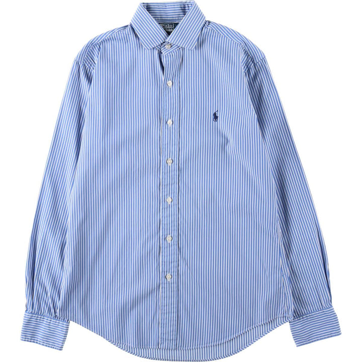 Ralph Lauren POLO by Ralph Lauren CUSTOM FIT DRESS SHIRT Long-sleeved cotton striped shirt, women's size L equivalent. cotton blue type Vintage Second Hand