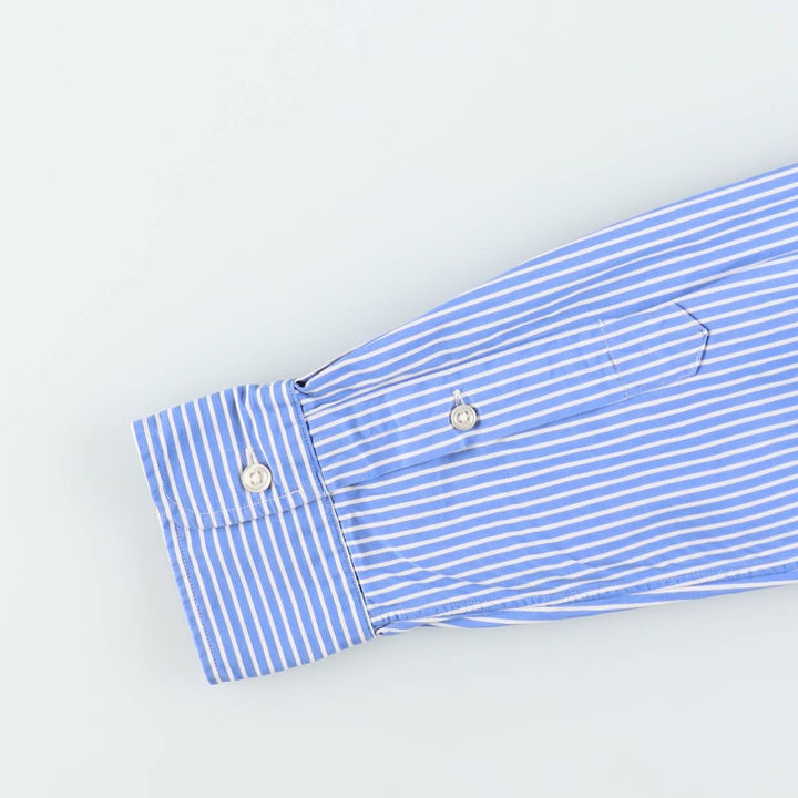 Ralph Lauren POLO by Ralph Lauren CUSTOM FIT DRESS SHIRT Long-sleeved cotton striped shirt, women's size L equivalent. cotton blue type Vintage Second Hand