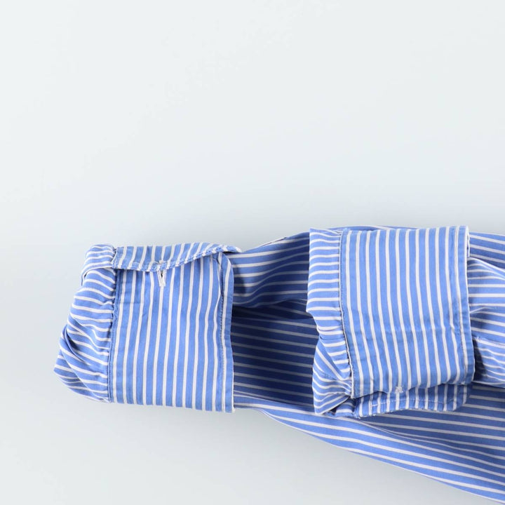 Ralph Lauren POLO by Ralph Lauren CUSTOM FIT DRESS SHIRT Long-sleeved cotton striped shirt, women's size L equivalent. cotton blue type Vintage Second Hand