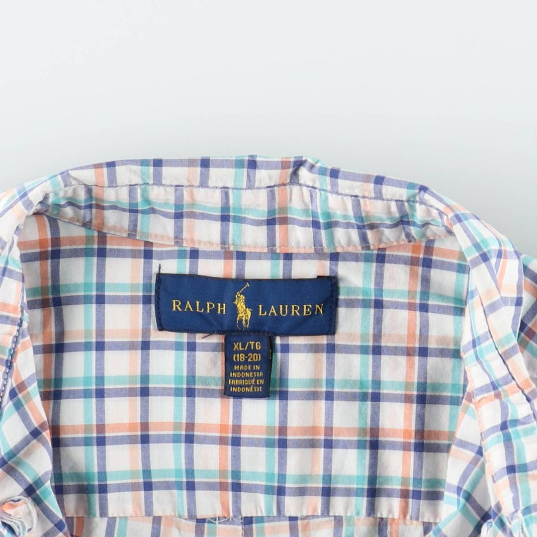 Ralph Lauren long-sleeved button-down check shirt, women's size XL. cotton white type Vintage Second Hand