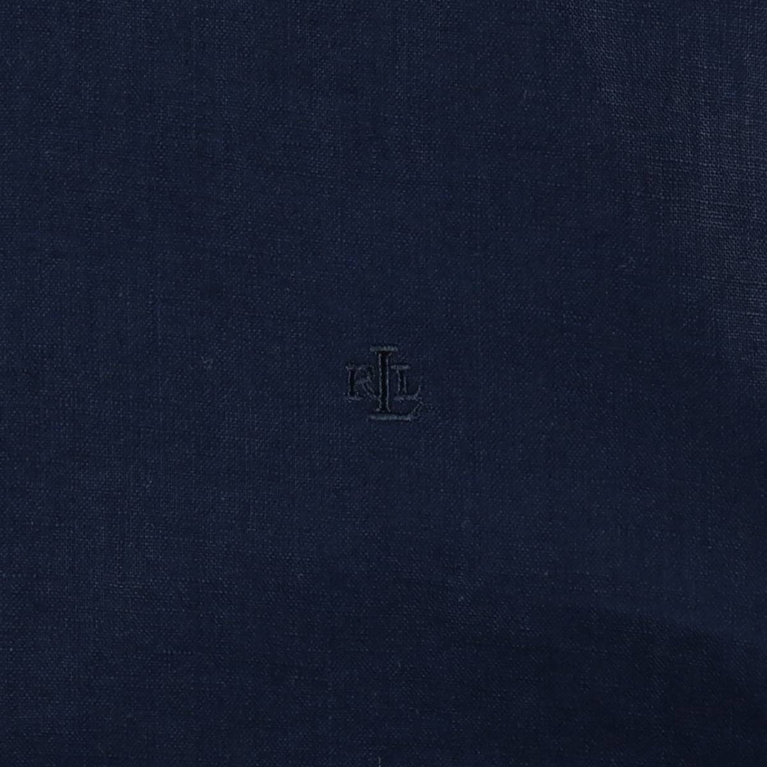 Ralph Lauren LAUREN Long-Sleeve Linen Shirt, Women's Size XL (approx.) linen navy blue type Vintage Second Hand