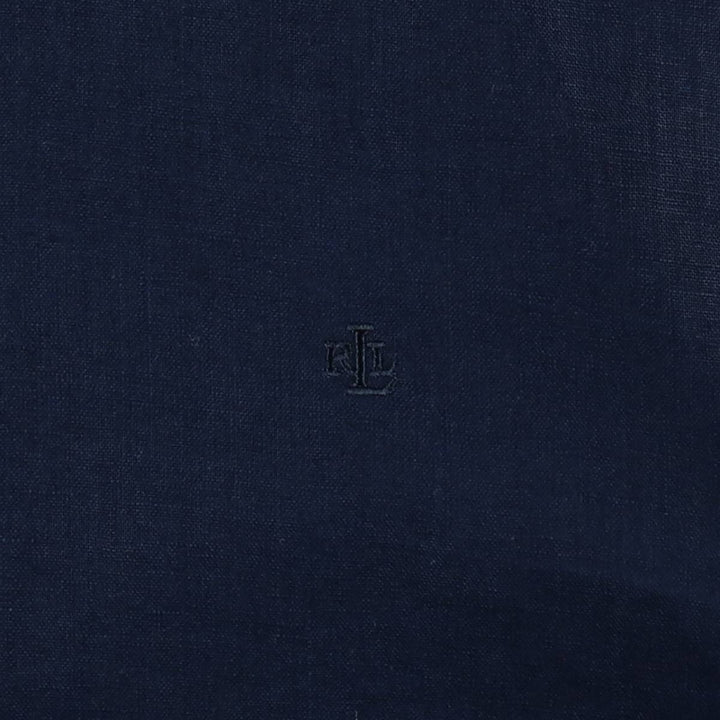 Ralph Lauren LAUREN Long-Sleeve Linen Shirt, Women's Size XL (approx.) linen navy blue type Vintage Second Hand