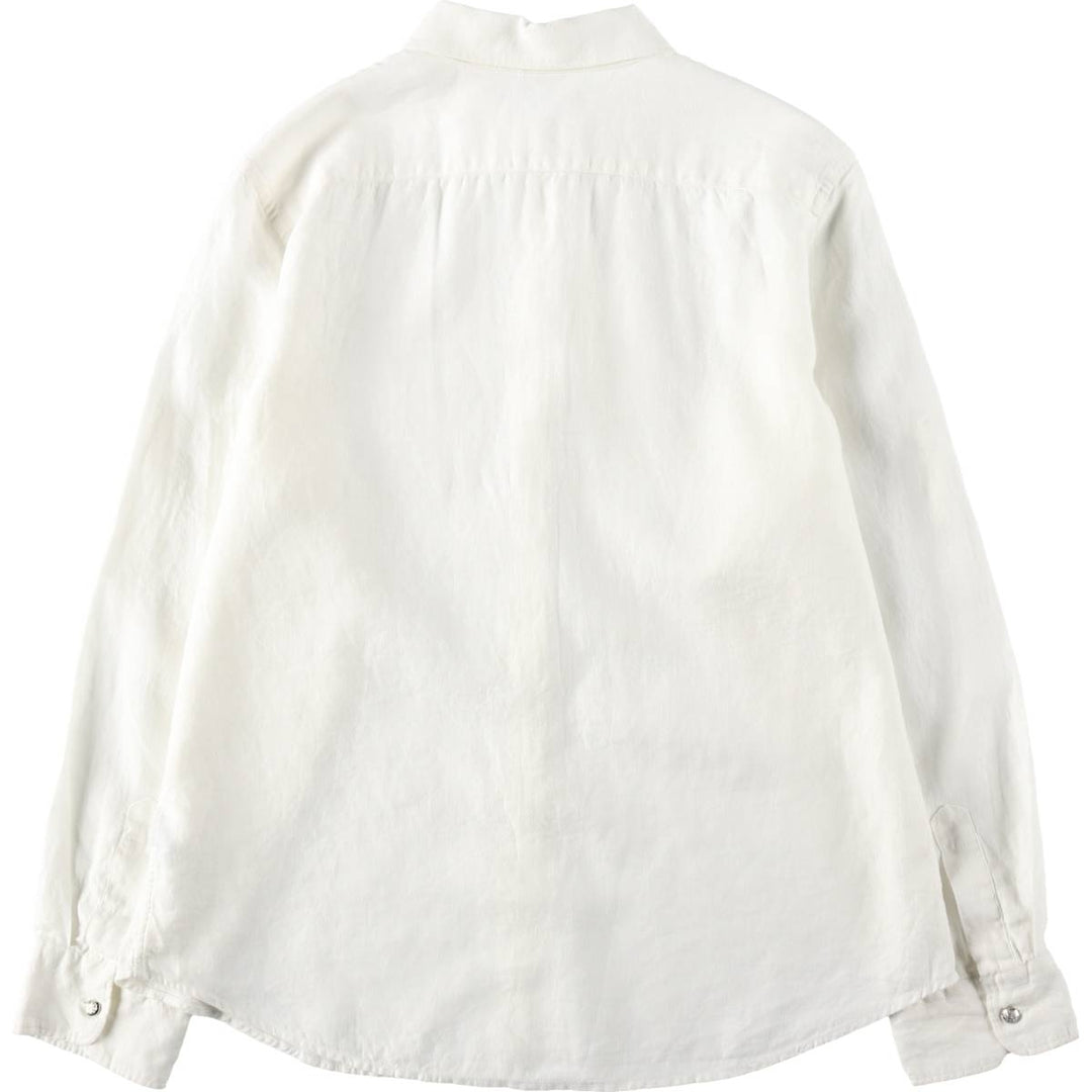 Ralph Lauren LAUREN Lauren long-sleeved linen shirt, women's size M linen white type Vintage Second Hand
