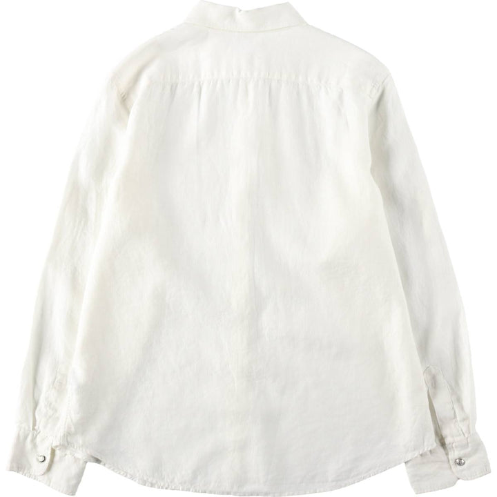 Ralph Lauren LAUREN Lauren long-sleeved linen shirt, women's size M linen white type Vintage Second Hand